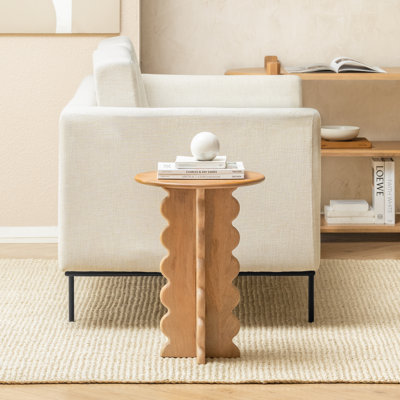 Dianella Solid Wood End Table with Scalloped Legs