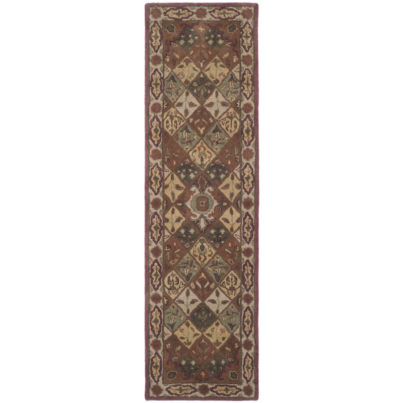 Wahcheechee Hand Tufted Wool/Cotton/Latex Oriental Rug in Rust/Ivory, Runner 2'3" x 8'