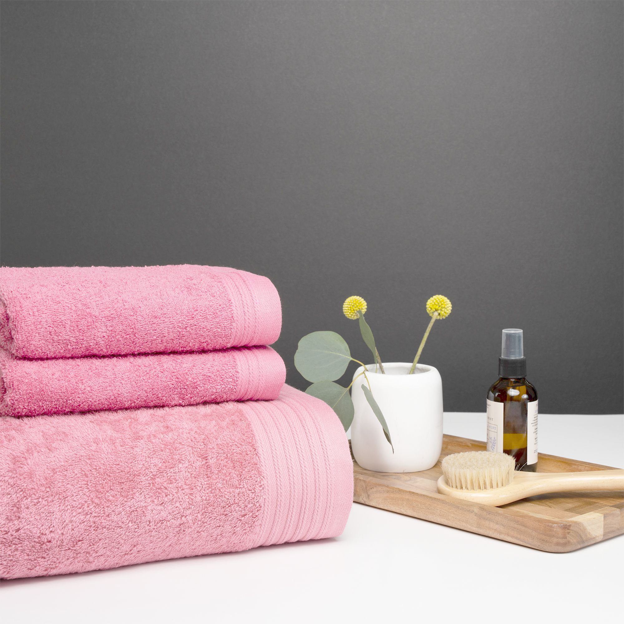 Doncia 8 Piece 100% Cotton Towel Set, Pink Rose