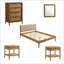 Ensemble de chambre à coucher 5 pièces avec grand lit Vichy, commode, miroir et amp; 2 tables de chevet | Bois d'hévéa noyer brun | Polyester
