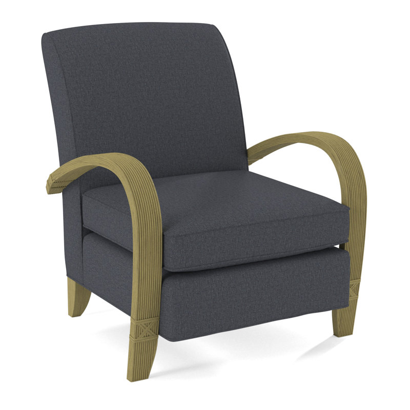 Vero Armchair, Light Blue Performance Fabric; 0851-55, Brass