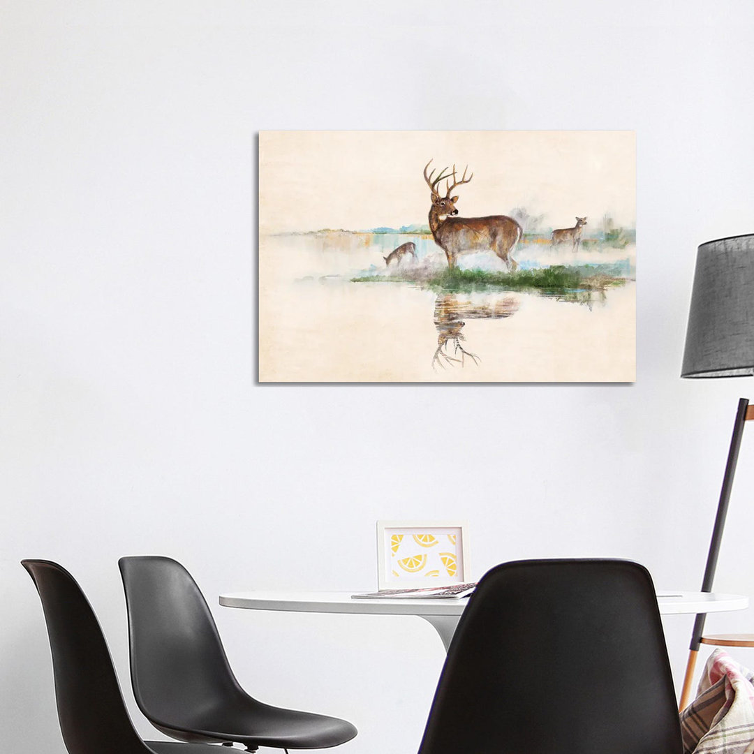 Misty Deer von Ruane Manning - Galerie-verpackte Leinwand Giclée