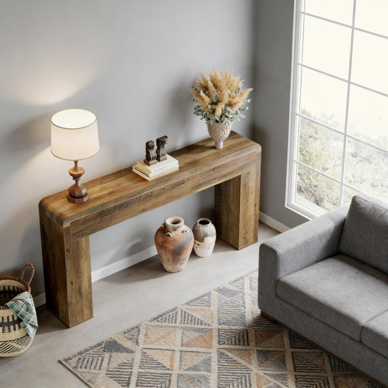 Table d'entrée en bois, console rustique, canapé