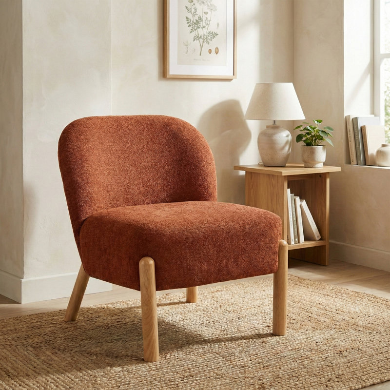 Alarick Soft Touch Fabric Accent Chair, Rust