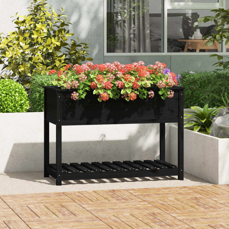Aalap Wood Raised Garden Bed, Black, 81cm H x 111.5cm W x 54cm D