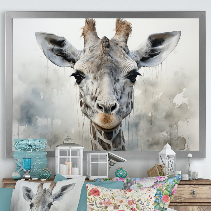Kristyanne Giraffe Graceful Necks - imprimé, H 34 po x l 44 po x P 1,5 po, Cadre simple argenté