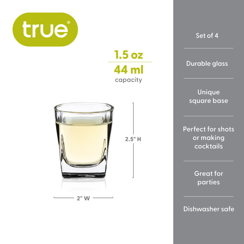 Ensemble de 4 verres à liqueur carrés de 1,5 oz