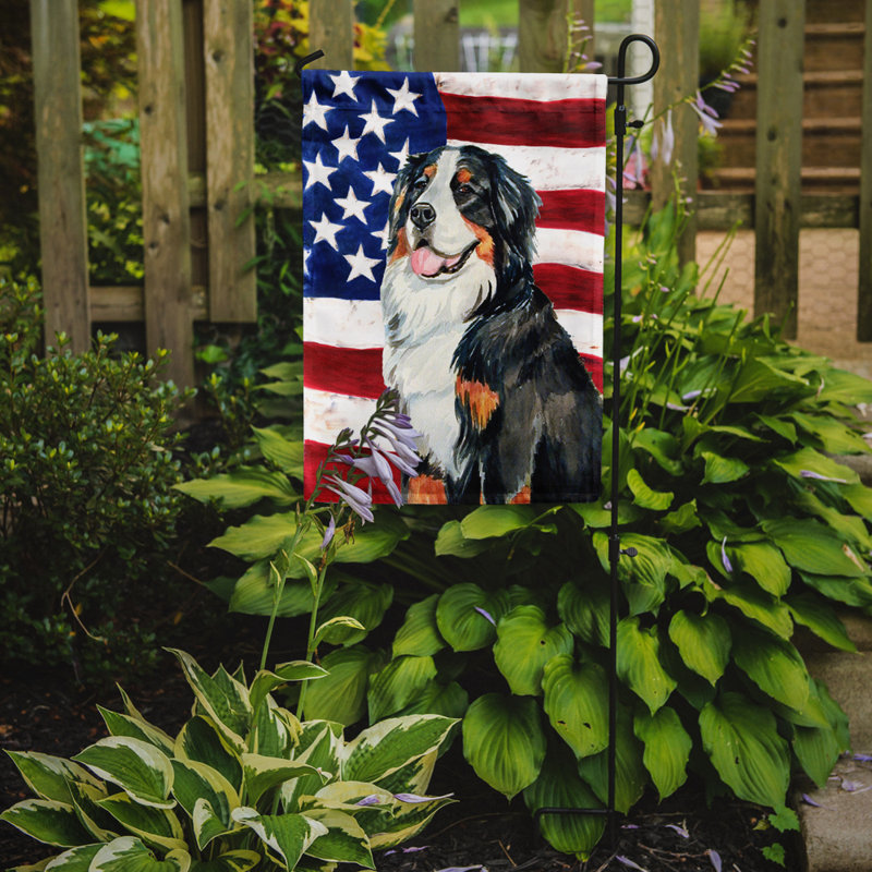 2 côtés en polyester de 2 côtés american drapeau de jardin, Bouvier bernois noir