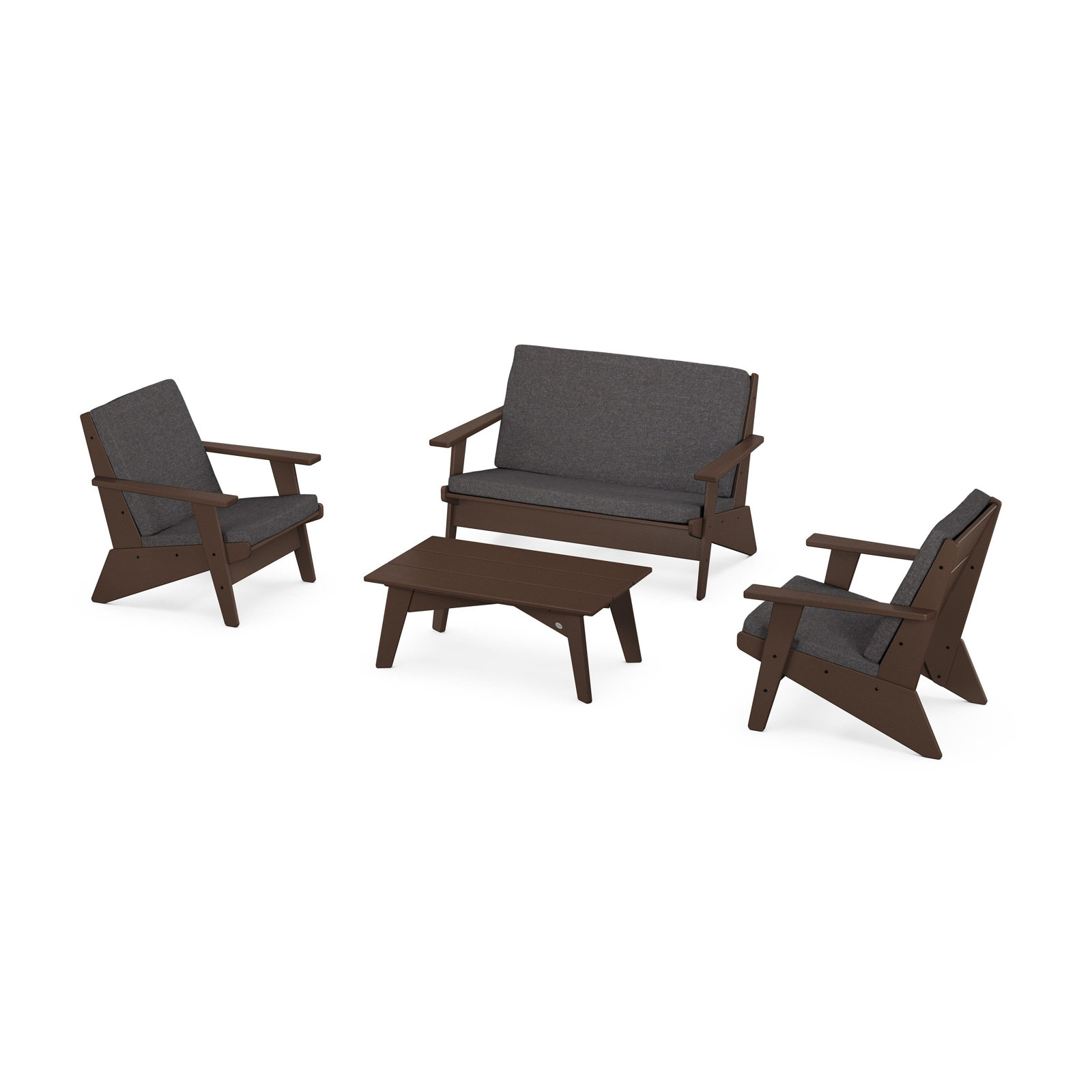 Riviera Modern Lounge 4-Piece Set, Mahogany, Ash Charcoal