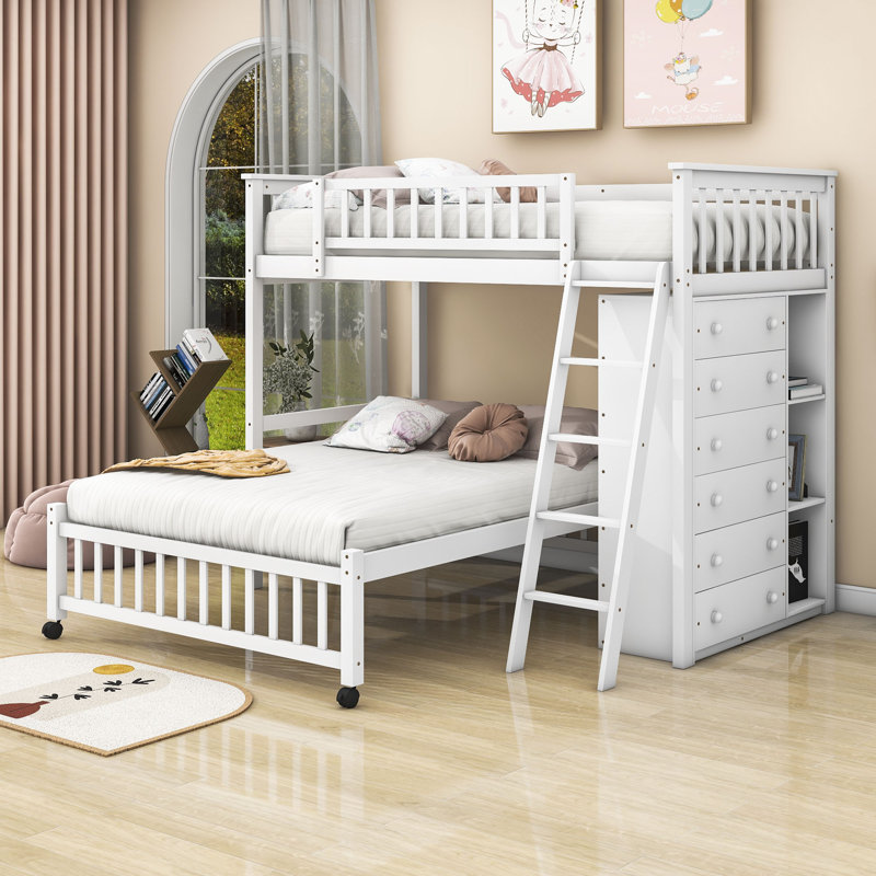 Eilerich Kids Twin Over Full Bunk Bed with Drawers, White