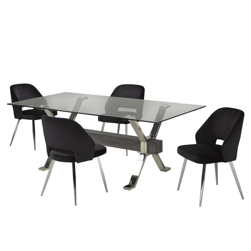 Ensemble de salle à manger rectangulaire pour 4 personnes 39 po Keriona, Noir