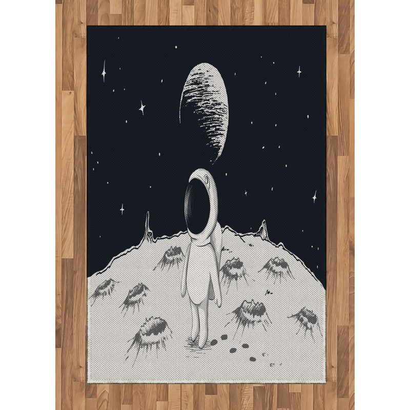 Astronaut High Density Long Fiber Poly Threads Decorative Area Rug Carpet, Rectangle 4' x 5'8"