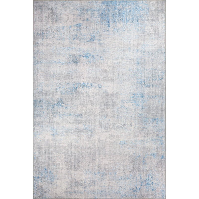 Tapis décoratif bleu et gris, Rectangle 8 pi 3 po x 11 pi 6 po