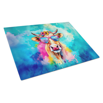 Hippie Animal Malvi Cow Glass Cutting Board