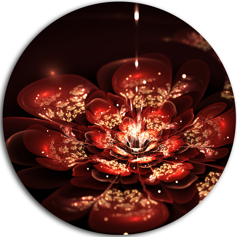 «Red Flowers in Fractal Motif», reproduction d'impression sur métal, H 23 po x l 23 po x P 1 po