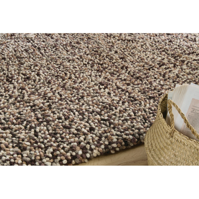 Nafiye Solid Colour Wool Hand Woven Shag Area Rug, Rectangle 120 x 170cm