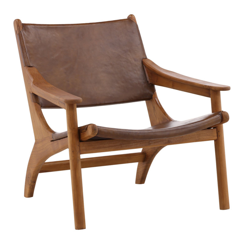 Fauteuil d'appoint en cuir Marceline, brun