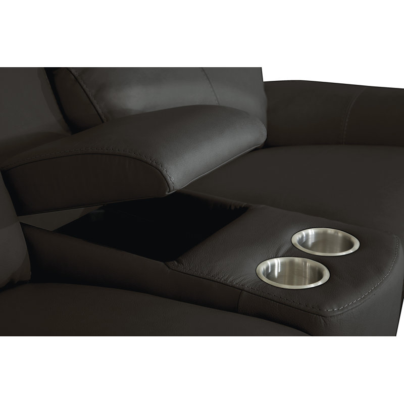 Causeuse inclinable en cuir 79,5 po Granada, Cuir graphite assorti