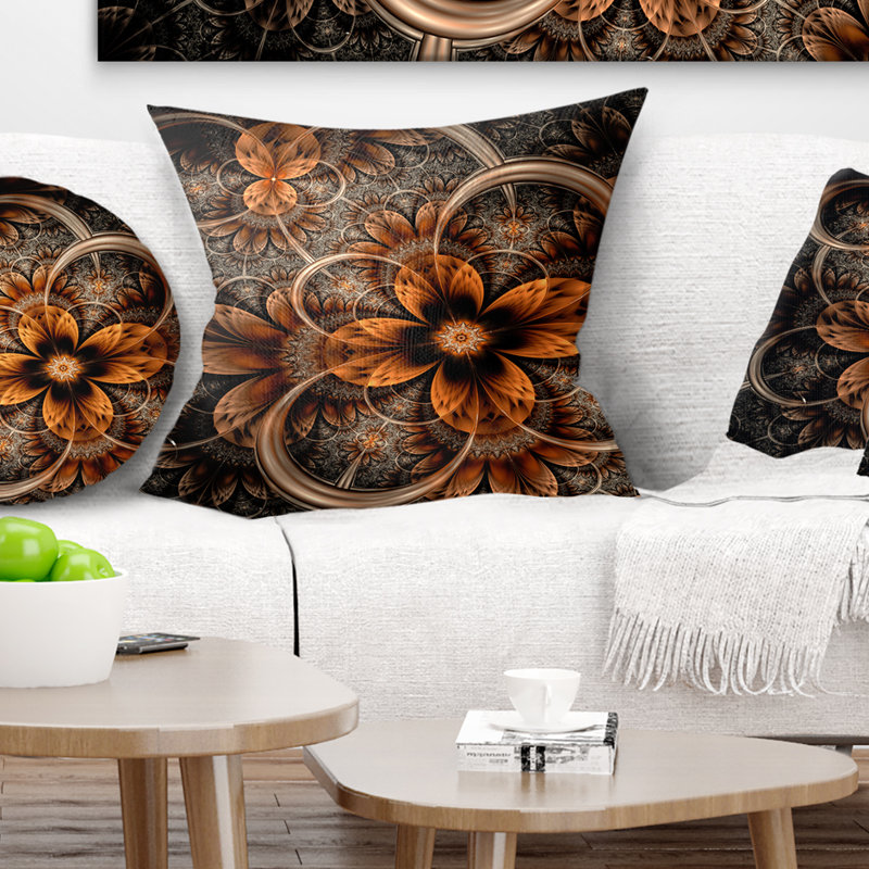 Coussin floral floral digital art, 16 po x 1 po, Coussin décoratif