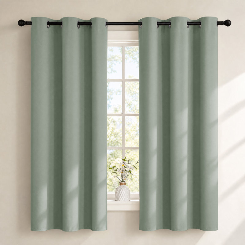 Bedroom Room Darkening Curtains Triple Weave Microfiber Grommet Top Thermal Insulated Solid Room Darkening Panels/Drapes for Living Room