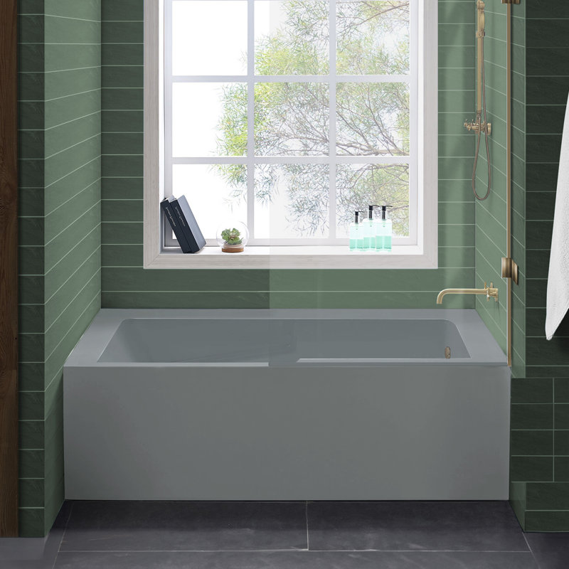 Baignoire en alcôve avec tablier gris mat 60 po x 32 po Voltaire, Oui