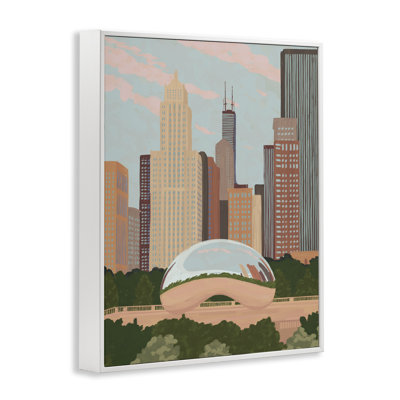 Chicago Bean Cityscape Framed Giclee, design by Veronica Lara