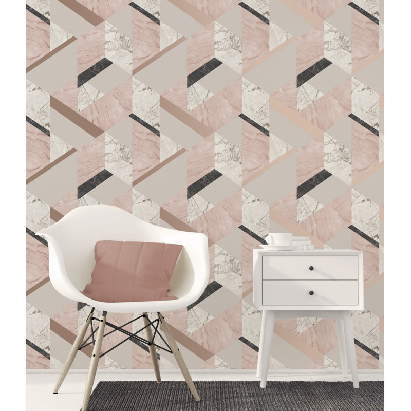 Marblesque Geo Wallpaper, Pink