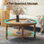 Table basse ronde avec tablette de rangement