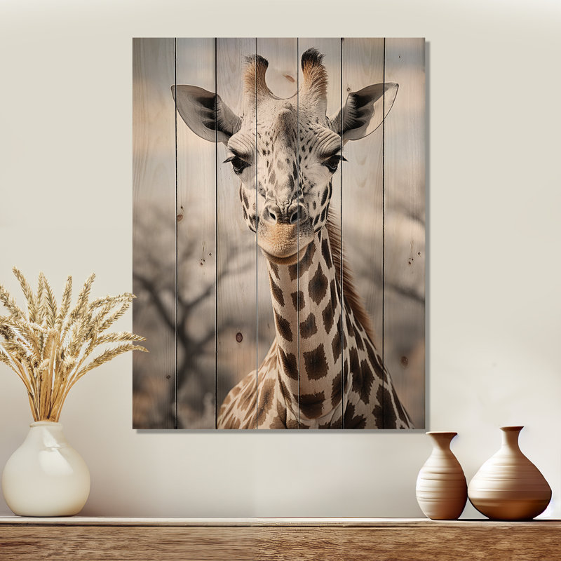Afrique, girafes élégantes II sur bois, H 32 po x l 24 po x P 0,78 po