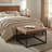 28" Square Button Tufted Metal Ottoman