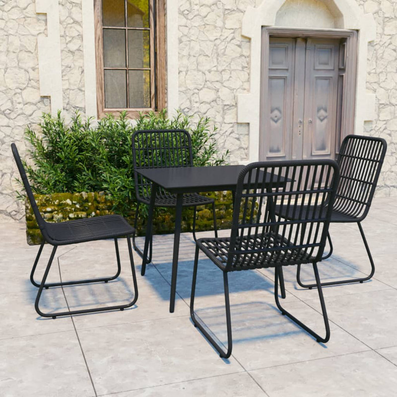 Maivish 4 - Person Patio Dining Set with Square Table, Black
