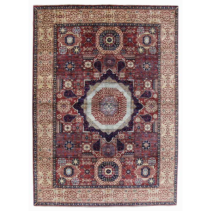 Hand Knotted Wool Area Rug, Rectangle 4'10" x 6'8"