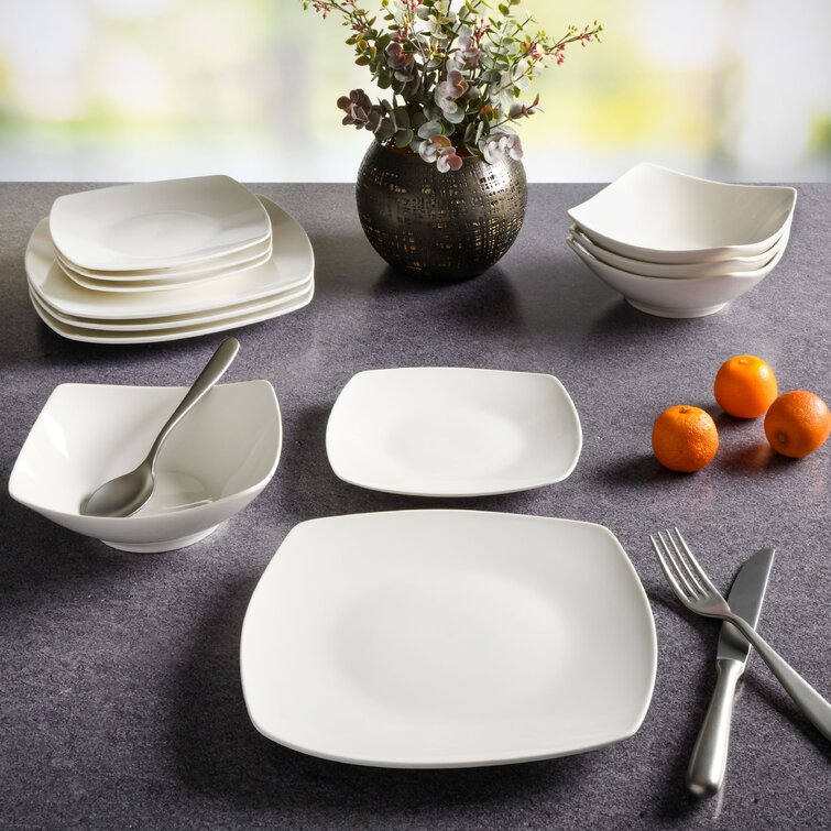 Gibson Home Everyday Square 12 Piece Dinnerware Set, Service for 4