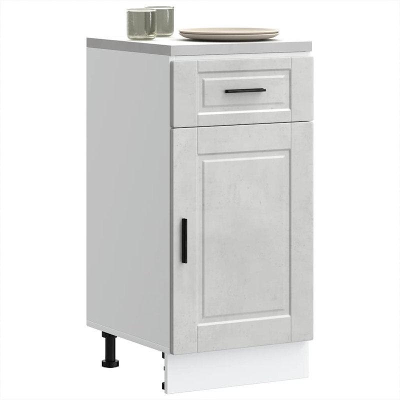 Latitude Run Kitchen Corner Base Cabinet Porto Engineered Wood, 40 x 46 x 81.5 cm, Concrete Grey