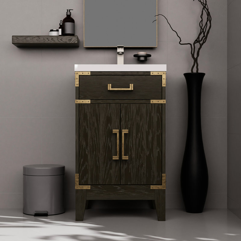 20 po Armoire de salle de bain en chêne brun l 18 po x P 18 po, Chêne brun