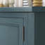 Grande console de rangement vintage avec quatre petits tiroirs et une tablette inférieure pour les salons, les entrées et les cuisines (bleu foncé)