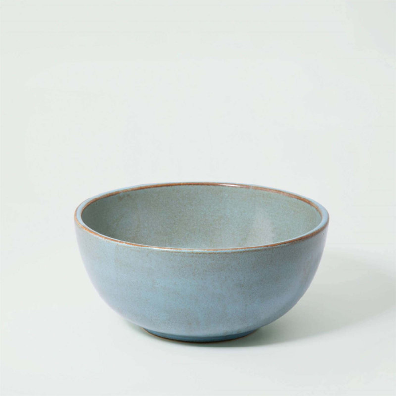 Bol de service en céramique fabriqué à la main avec finition turquoise rustique, capacité de 1500 ml pour des repas polyvalents
