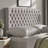 Light Grey Fabric Queen Size Headboard - Tufted Button Design, Adjustable Solid Wood Frame & Metal Legs-424163018