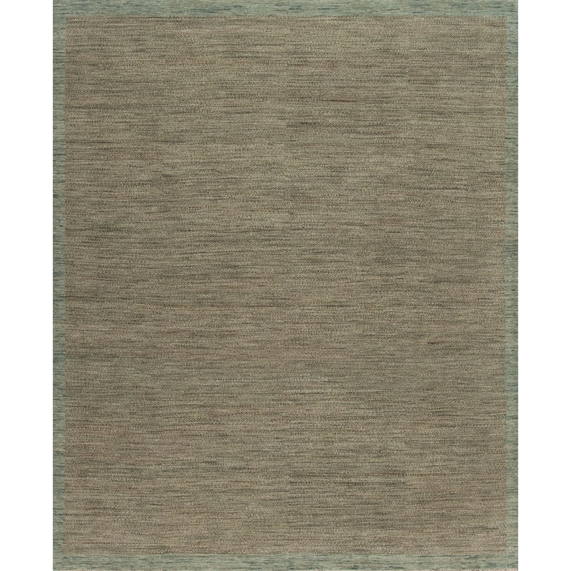 Textures Hand Knotted Wool Area Rug in Green, Rectangle 9' x 12'