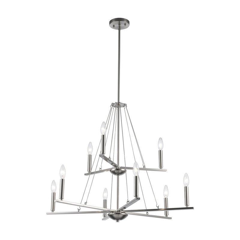 Zyian Steel Dimmable Chandelier, 18" H x 28.75" W x 28.75" D, Black, 9