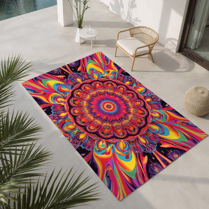 Aurora Spiral Indoor And Outdoor Area Rug, Rectangle 1'6" x 2'6"