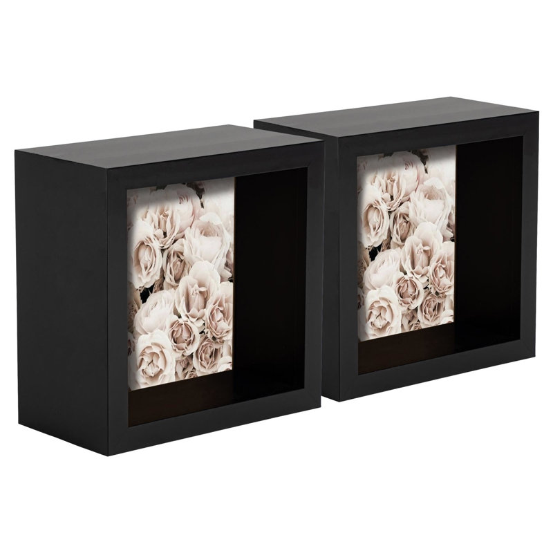 Nicola Spring - 3D Deep Box Photo Frames - Pack of 5, 11cm H x 11cm W x 6cm D, Black