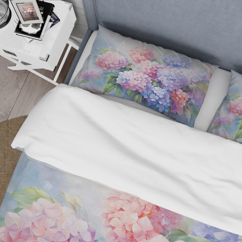 Purple Pink Hydrangea Romantic Impression - Hydrangea Duvet Cover Set - Microfiber Polyester