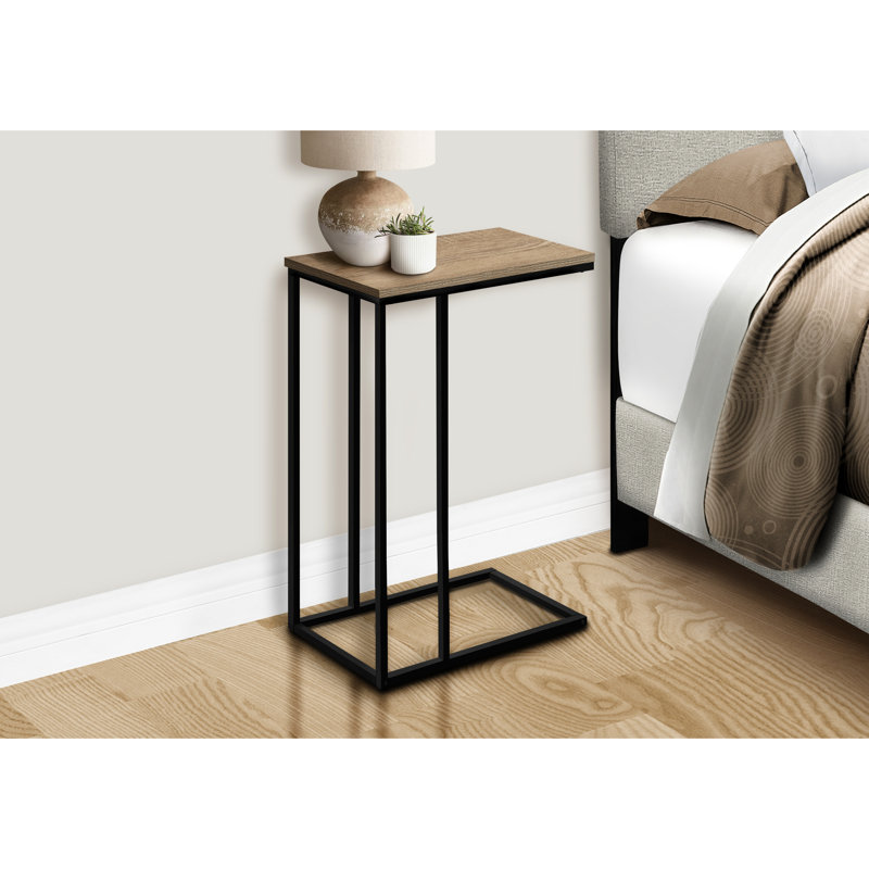 Table à collation contemporaine pour chambre à coucher - stratifié taupe, bureau en métal noir, métal brun, conception pratique