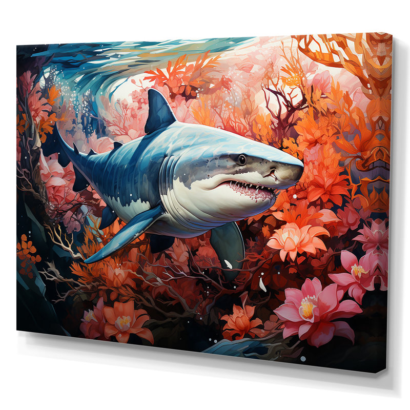" Lemon Shark Encounter Landscape ", 12" H x 20" W x 1" D, Wrapped Canvas
