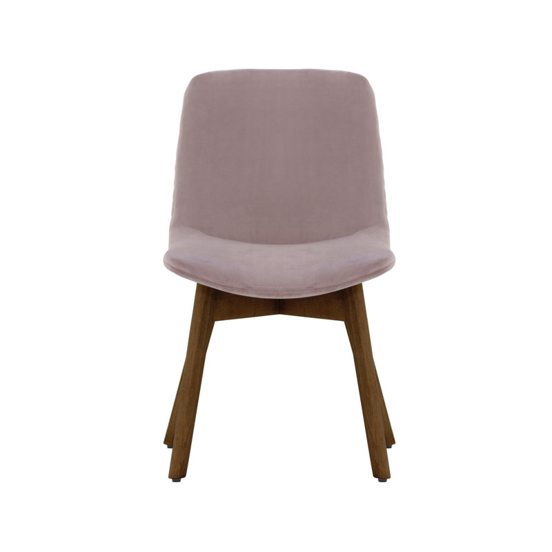 Jada 48cm H Velvet Upholstered Side Chair, Pink, Dark Oak