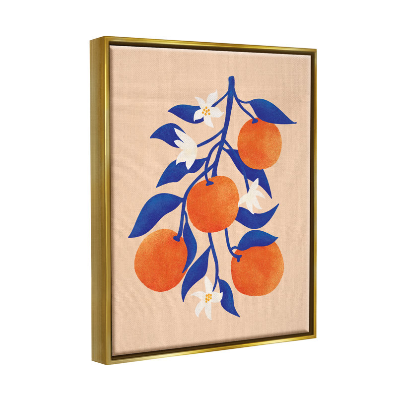 «Orange Tree» par JJ Design House LLC, H 31 po x l 25 po x P 1,7 po, Cadre flottant métallique doré