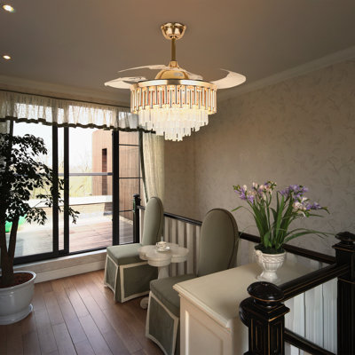 Meindert 42''Crystal Ceiling Fan with LED Lights