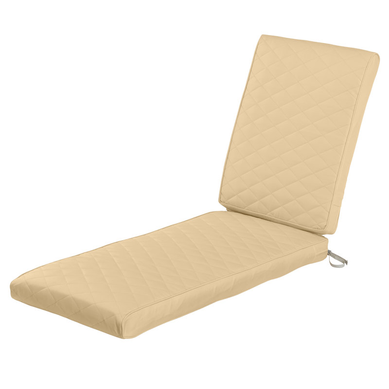 Quilted Patio Chaise Lounge Cushion, Chamomile, 3" H x 21" W x 72" D