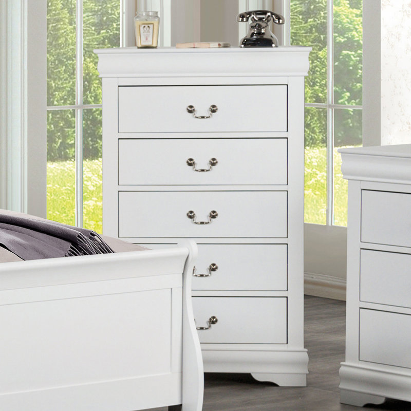 Commode 5 tiroirs, Blanc